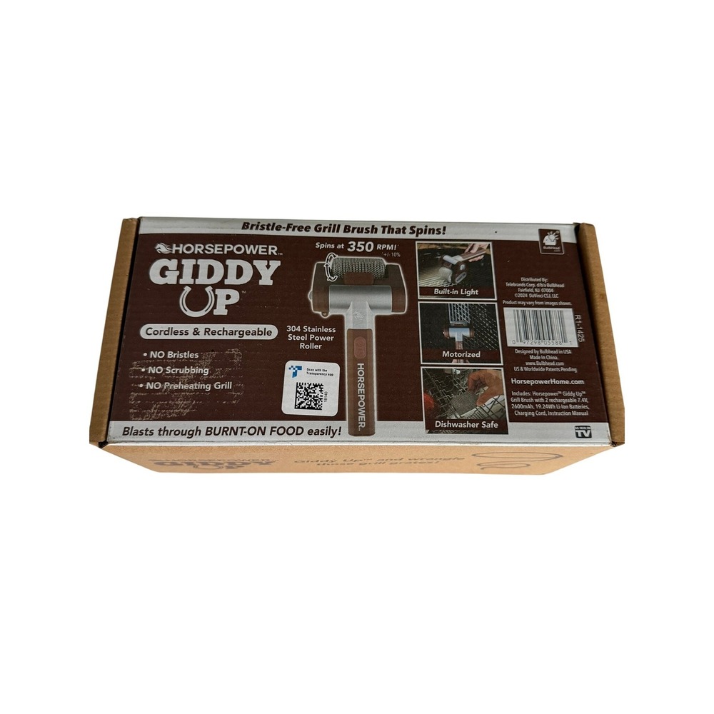 Horsepower Giddy Up Cordless Rechargeable Bristle-Free Motorized Grill Brush NEW